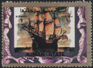 Stamp, Sailing ship, Ajman,  , Ships