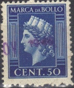 Revenue Stamp, Italy turreted, Italy,  , Headgear, Industry