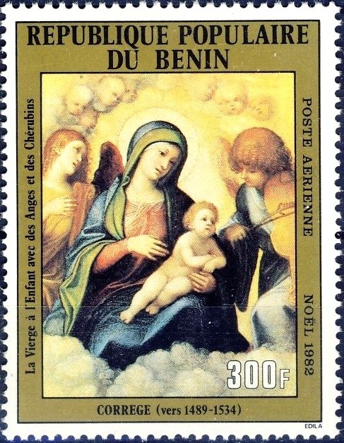 "Virgin and Child" with Angels and cherubins"- Corrčge