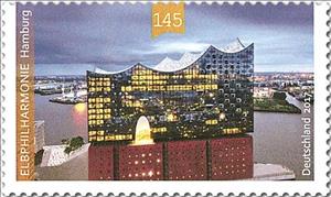 Stamp, Elbe Philharmonic Hall, Germany, Federal Republic,  , Architecture, Buildings, Music