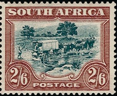 Ox-wagon crossing river