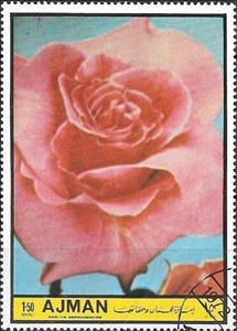 Stamp, Churchill, Ajman,  , Flowers, Roses