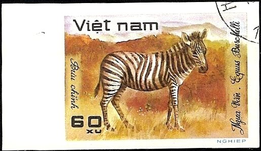 Stamp, Burchell's Zebra (Equus burchelli), Vietnam,  , Animals (Fauna), Mammals, Zebras