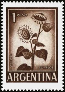 Stamp, Sunflower, Argentina,  , Flowers, Plants (Flora), Sunflowers