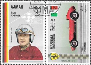 Se-tenant, W. Graf Berghe von Trips and Ferrari V6, Ajman,  , Carsports, Formula One, Sports