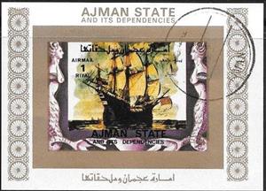 Souvenir Sheet, Sailing ship, Ajman,  , Sailing Ships, Ships
