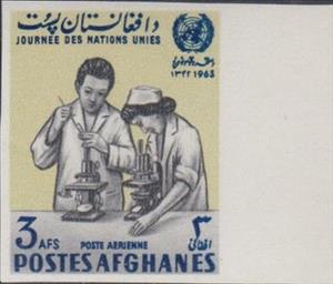 Stamp, Doctor and nurse, Afghanistan,  , Medical Science, U.N.O.