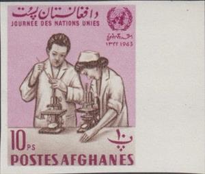 Stamp, Doctor and nurse, Afghanistan,  , Medical Science, U.N.O.