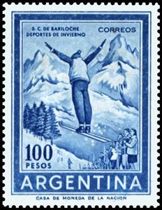 Stamp, Sport, Argentina,  , Landscapes, Mountains, Ski-jump, Skiing, Sports, Winter Sports