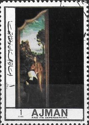 Stamp, "Holy" (right altar wing), Ajman,  , Paintings