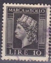 Revenue Stamp, Italy turreted, Italy,  , Headgear, Industry