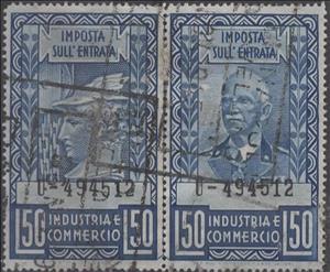 Revenue Stamp, Industry and Commerce without fasces, Italy,  , Famous People, Headgear, Heads of State, Industry, Kings, Men, Royalty