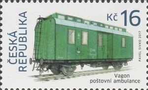 Stamp, Historical Vehicles: Railroad mail car, Czech Republic,  , Postal History, Postal Services, Postal Traffic, Railways