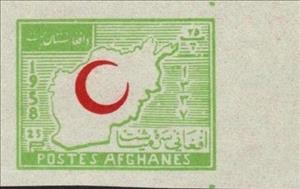 Stamp, Red Crescent and Map of Afghanistan, Afghanistan,  , Maps, Red Cross and Red Crescent