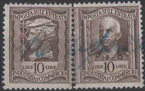 Revenue Stamp, Industry and Commerce without fasces, Italy,  , Famous People, Headgear, Heads of State, Industry, Kings, Men, Royalty