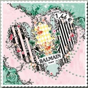 Stamp, Coeur Balmain, France,  , Hearts, Valentine's Day