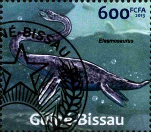 Stamp, Elasmosaurus, Guinea-Bissau,  , Animals (Fauna), Prehistorical Animals, Prehistory