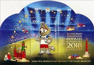 Souvenir Sheet, Mascot FIFA World Cup 2018 in Russia, Russia,  , Football (Soccer), Mascots, Sports