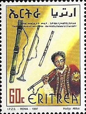 Stamp, Imbilta, malaket, shambeko, Eritrea,  , Musical Instruments