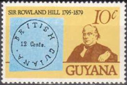 Stamp, Sir Rowland Hill & stamp Mi:GY 4, Guyana,  