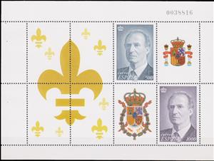 Booklet Pane, King Juan Carlos I, Spain,  , Coats of Arms, Crowns and Coronets, Famous People, Heads of State, Kings, Men, Royalty