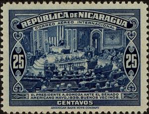 Stamp, President Anastasio Somoza in US House of Representatives, Nicaragua,  