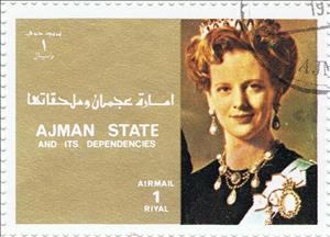 Stamp, Margrethe II of Denmark, Ajman,  