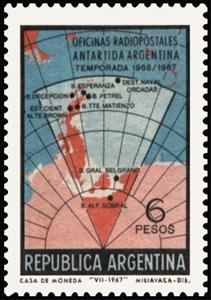 Stamp, Map, Argentina,  , Expeditions, Maps, Radio