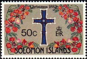 Stamp, Cross, flowers, Solomon Islands,  , Christmas, Crosses, Flowers