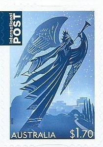 Stamp, Angel, Australia,  , Angels, Christian, Christmas, Musical Instruments, Religion