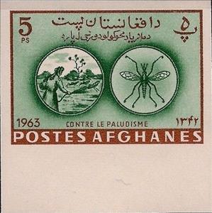 Stamp, Spraying against Anopheles Mosquito (Anopheles sp.), Afghanistan,  , Insects, Malaria, Medicines, Mosquitos