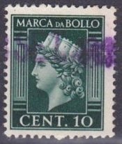 Revenue Stamp, Italy turreted, Italy,  , Headgear, Industry