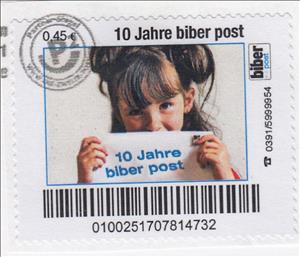 Stamp, 10 Jahre Biber Post, Germany, Modern Private Post Offices,  , Advertisements