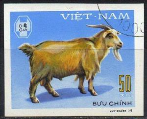 Stamp, Domestic Goat (Capra aegagrus hircus), Vietnam,  , Animals (Fauna), Goats, Mammals