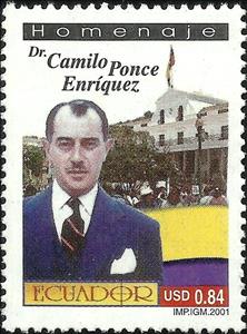 Stamp, Camilo Ponce Enriquez (1912-1976), Ecuador,  , Education