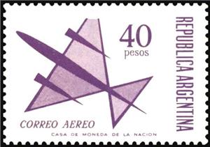 Stamp, Airmail - Stylized aircradt, Argentina,  , Aircraft, Aviation