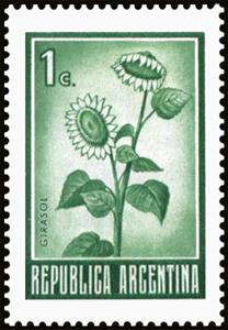 Stamp, Sunflower, Argentina,  , Flowers, Plants (Flora), Sunflowers