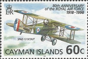 Stamp, Spad 13 Scout, Cayman Islands,  , Air Forces, Aircraft, Aviation