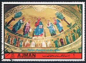 Stamp, Apse of the Basilica of St Paul in front of the walls, Ajman,  , Frescos