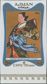 Woman in the wind; by Kaigetsudo Ando
