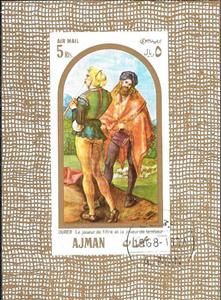 Souvenir Sheet, "The Whistler and the Drummer" by Dürer, Ajman,  , Paintings