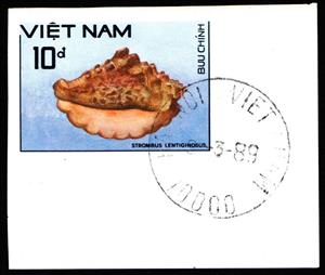 Stamp, Silver Conch (Strombus lentiginosus), Vietnam,  , Animals (Fauna), Molluscs, Sea Life, Shells