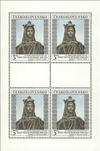 Mini Sheet, St. Agnes of Bohemia by Josef V. Myslbek (1848-1922), Czechoslovakia,  , Art, Paintings