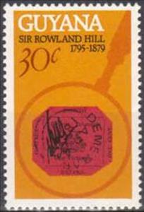 Stamp, Sir Rowland Hill & stamp Mi:GY 9, Guyana,  