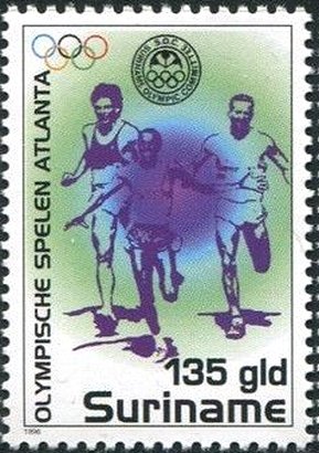 Stamp, Running, Suriname,  , Olympic Games, Sports