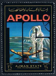 Stamp, Apollo 16, Ajman,  , Astronauts, Space Traveling