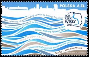 Stamp, Year of the river Vistula, Poland,  , Maps, Rivers