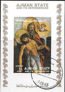 Souvenir Sheet, Descent from the Cross, Ajman,  , Paintings, Religion