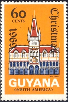 Stamp, City Hall of Georgetown, Guyana,  , Christmas