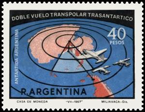 Stamp, Painting of his Wife by Sivori, Argentina,  , Aircraft, Aviation, Expeditions, Maps